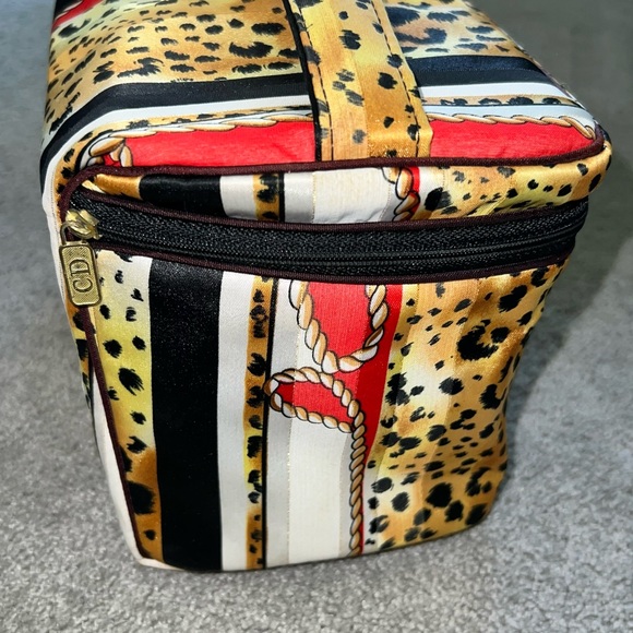 VTG Christian Dior Large Animal Print Makeup Cosmetic Travel Toiletry Bag Case - Picture 13 of 14